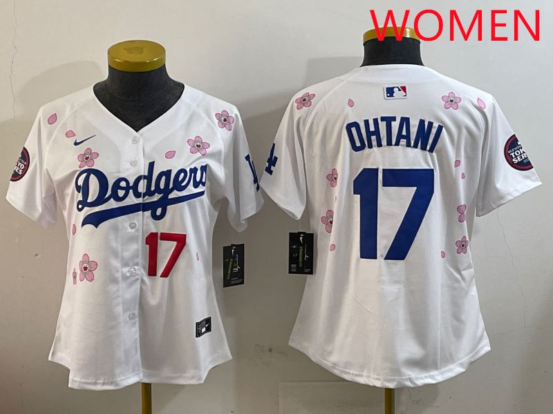 Women Los Angeles Dodgers 17 Ohtani White Sakura Edition 2025 Nike MLB Jersey style 7